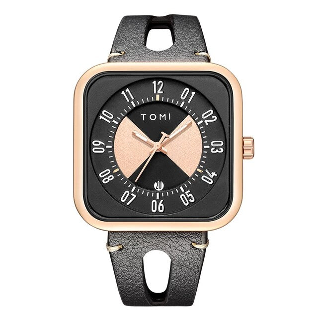 TOMI T-094 Luxury Watch Date Quartz Square Dial