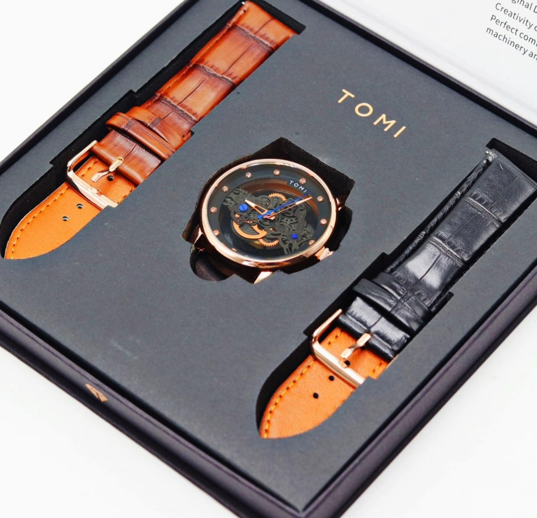 TOMI T-102 Face Gear Dual Strap Luxury Watch