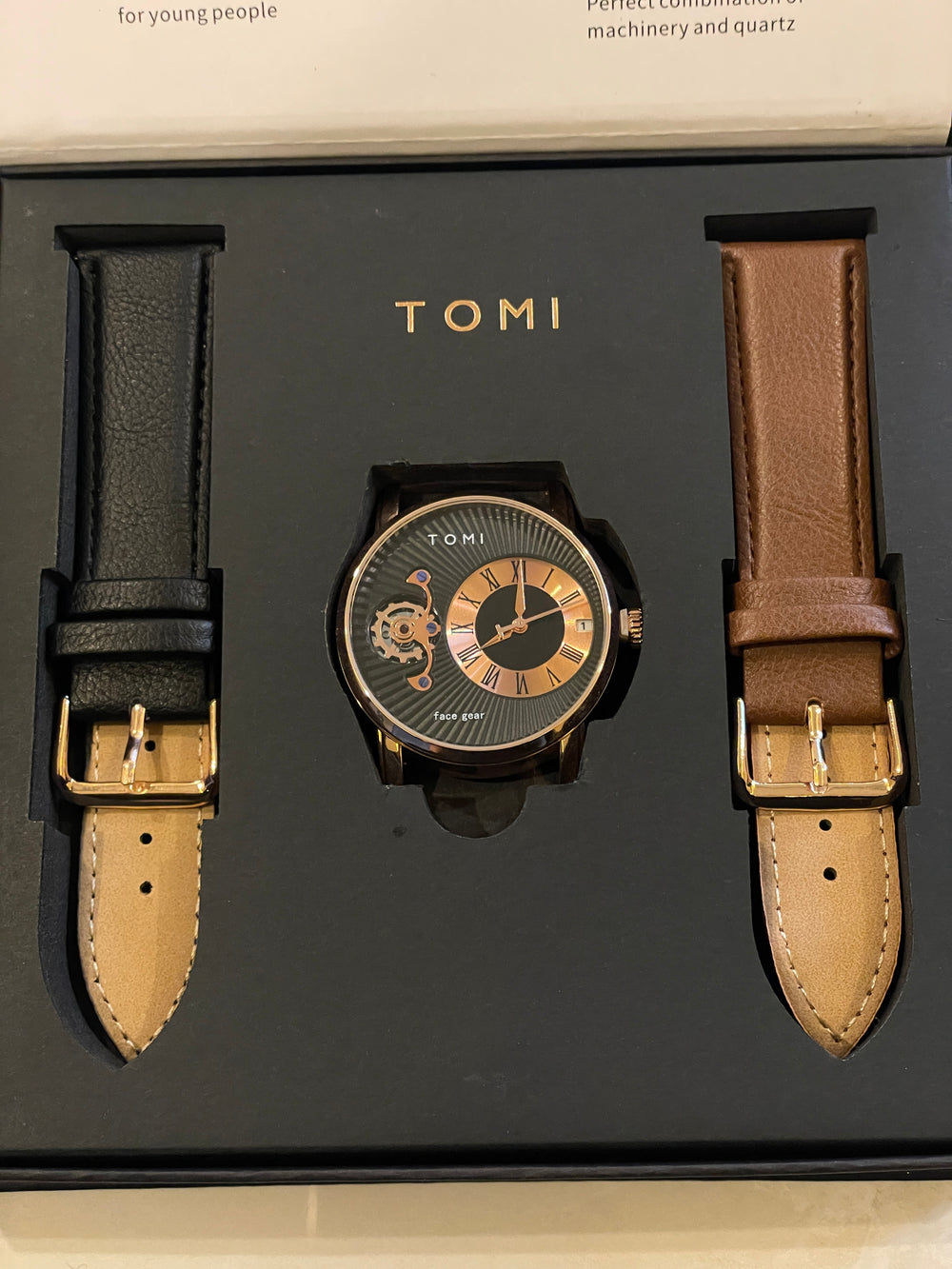 TOMI T-104 Face Gear Dual Strap Watch