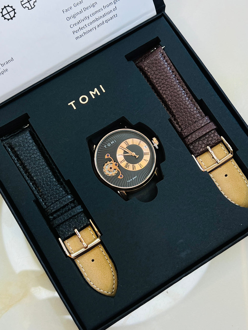 TOMI T-104 Face Gear Dual Strap Watch