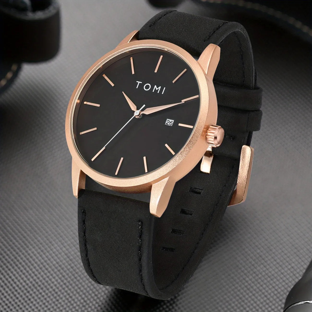 TOMI T-071 Watch For Men Date Quartz Round Shape