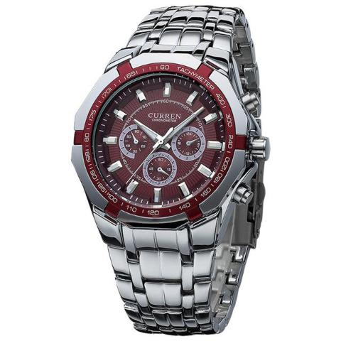 Curren Men's Stainless Steel Waterproof (Red 4.4cm Dial) - CUR118